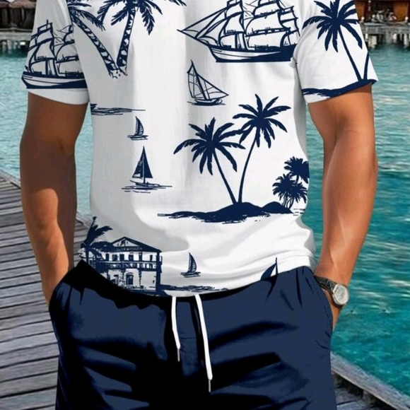 Navy Blue Drawstring Shorts - Picture 4 of 5